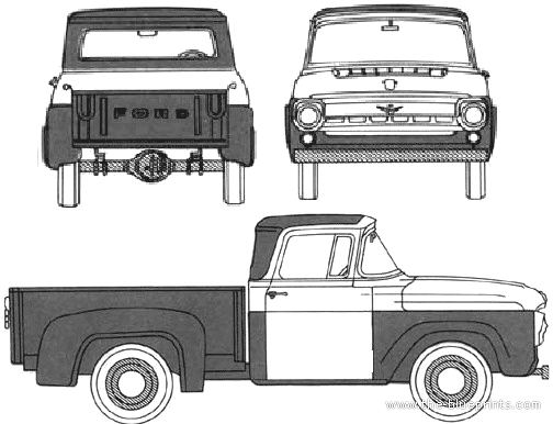 Ford Pick-up Truck (1958) - Форд - чертежи, габариты, рисунки автомобиля