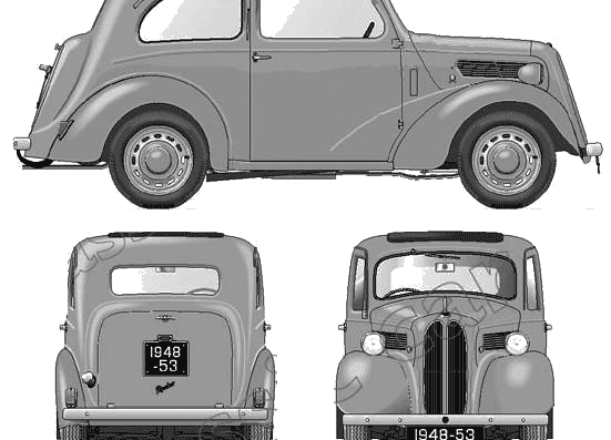 Ford Popular 103E (1956) - Форд - чертежи, габариты, рисунки автомобиля