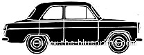 Ford Prefect 107E 1 - Форд - чертежи, габариты, рисунки автомобиля