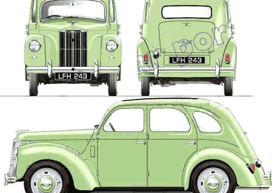 Ford Prefect E493A (1953) - Ford - drawings, dimensions, pictures of the car