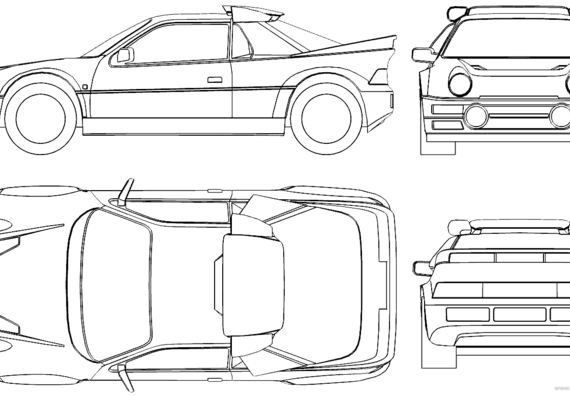 Ford RS 200 - Форд - чертежи, габариты, рисунки автомобиля