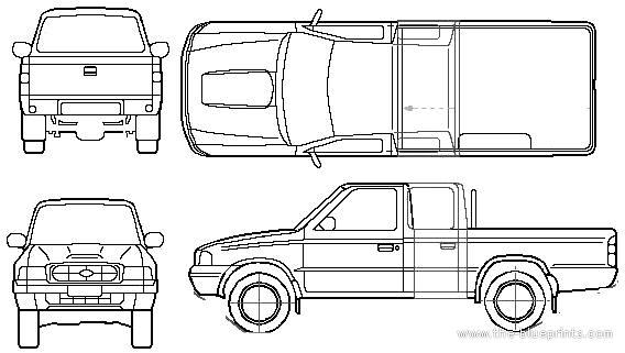 Ford Ranger (2004) - Форд - чертежи, габариты, рисунки автомобиля