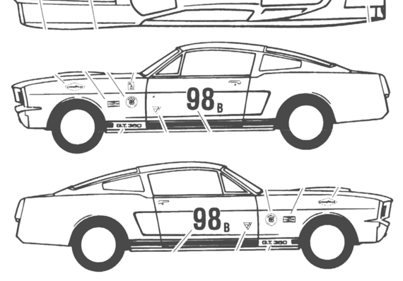 Ford Shelby GT 500 - Форд - чертежи, габариты, рисунки автомобиля
