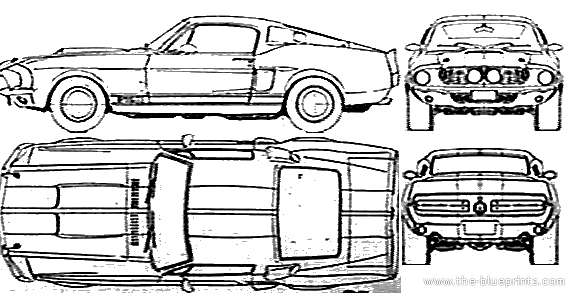 Ford Shelby Mustang GT350 - Форд - чертежи, габариты, рисунки автомобиля