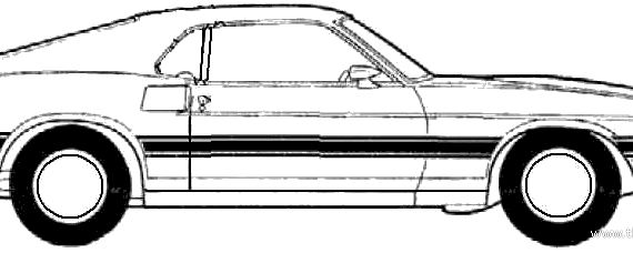 Ford Shelby Mustang GT 500 (1969) - Форд - чертежи, габариты, рисунки автомобиля