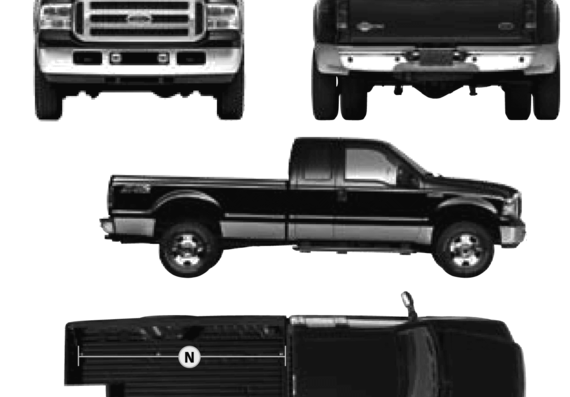 Ford Super Duty SuperCab (2007) - Ford - drawings, dimensions, pictures of the car
