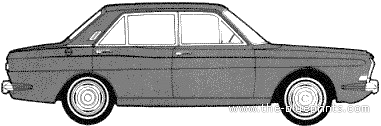 Ford Taunus 15M P6 4-Door (1971) - Форд - чертежи, габариты, рисунки автомобиля