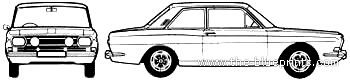 Ford Taunus 15M P6 RS 2-Door (1969) - Форд - чертежи, габариты, рисунки автомобиля
