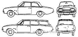 Ford Taunus 17M P3 - Форд - чертежи, габариты, рисунки автомобиля