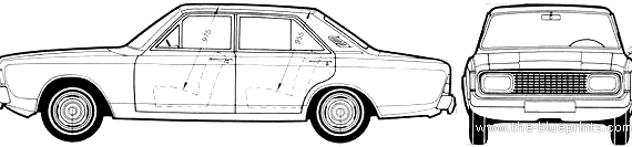 Ford Taunus 17M P7A 4-Door (1969) - Форд - чертежи, габариты, рисунки автомобиля