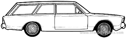 Ford Taunus 20M P7B Turnier 2-Door (1969) - Форд - чертежи, габариты, рисунки автомобиля