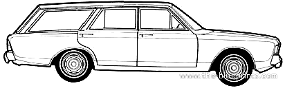 Ford Taunus 20M P7B Turnier 4-Door (1969) - Форд - чертежи, габариты, рисунки автомобиля