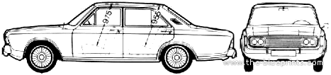 Ford Taunus 26M P7a 4-Door (1969) - Форд - чертежи, габариты, рисунки автомобиля