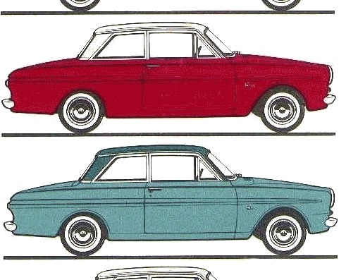 Ford Taunus P4 12M 2-Door (1963) - Форд - чертежи, габариты, рисунки автомобиля