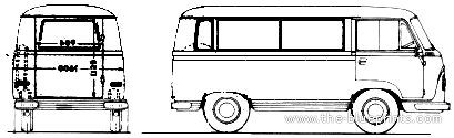 Ford Taunus Transit FK 1000 Kleinbus Spezial (1962) - Ford - drawings, dimensions, pictures of the car