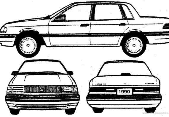 Ford Tempo GS 4-Door (1989) - Форд - чертежи, габариты, рисунки автомобиля