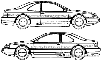 Ford Thunderbird SC Coupe (1989) - Форд - чертежи, габариты, рисунки автомобиля