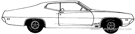 Ford Torino Cobra 2-Door Sportsroof (1970) - Форд - чертежи, габариты, рисунки автомобиля