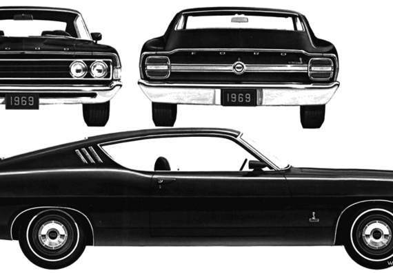 Ford Torino Cobra 428 SportsRoof (1969) - Ford - drawings, dimensions, pictures of the car