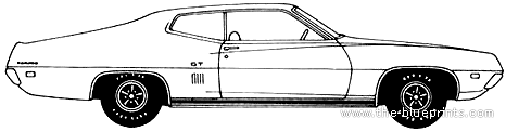 Ford Torino GT 2-Door Sportsroof (1970) - Форд - чертежи, габариты, рисунки автомобиля