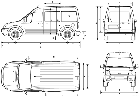 Ford Tourneo Connect SWB (2008) - Ford - drawings, dimensions, pictures of the car