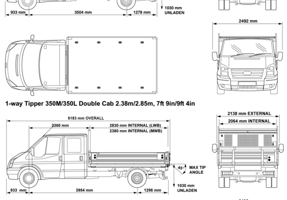 Ford Transit 1-Way Tipper (2008) - Ford - drawings, dimensions, pictures of the car