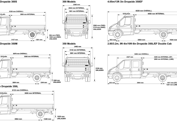 Ford Transit 300 350 (2008) - Форд - чертежи, габариты, рисунки автомобиля