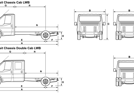 Ford Transit Chassic Cab LWB (2008) - Форд - чертежи, габариты, рисунки автомобиля
