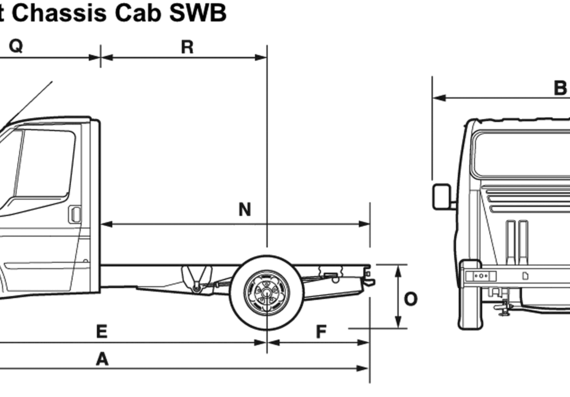 Ford Transit Chassic Cab SWB (2008) - Форд - чертежи, габариты, рисунки автомобиля