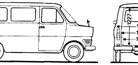 Ford Transit Kombi Mk.I (1968) - Форд - чертежи, габариты, рисунки автомобиля