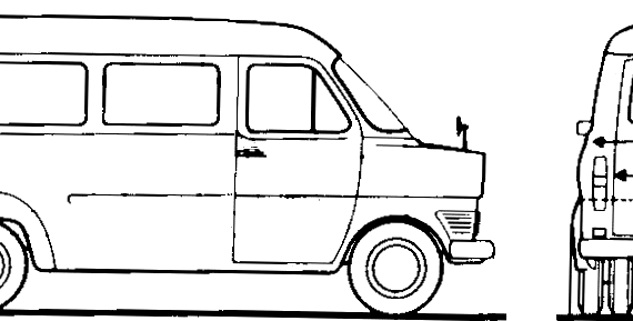 Ford Transit Kombi Mk.I LWB (1968) - Форд - чертежи, габариты, рисунки автомобиля