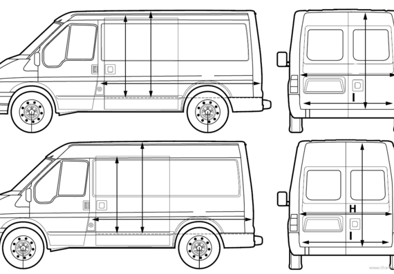 Ford Transit Van (2005) - Форд - чертежи, габариты, рисунки автомобиля