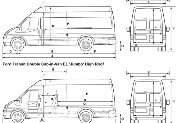 Ford Transit Van (2008) - Форд - чертежи, габариты, рисунки автомобиля