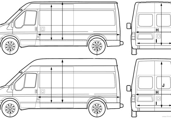 Ford Transit Van LWB (2005) - Форд - чертежи, габариты, рисунки автомобиля