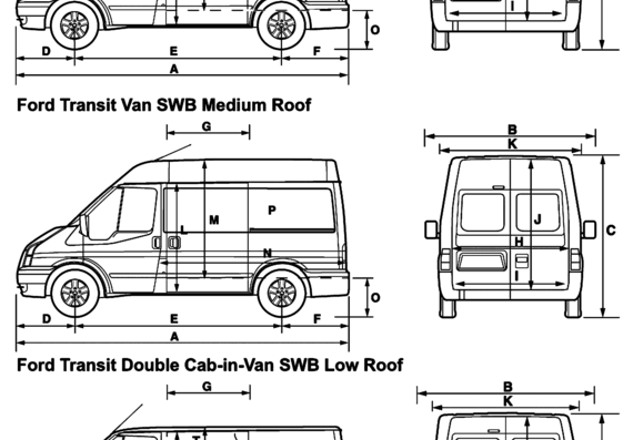 Ford Transit Van SWB (2008) - Форд - чертежи, габариты, рисунки автомобиля