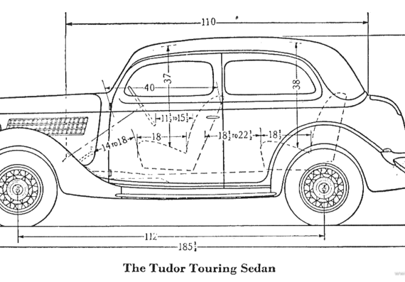Ford Tudor Sedan (1935) - Форд - чертежи, габариты, рисунки автомобиля