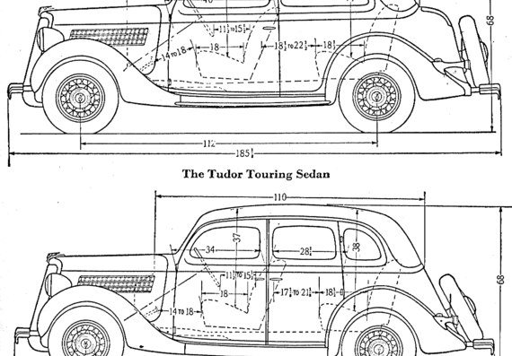 Ford Tudor Touring Sedan - Форд - чертежи, габариты, рисунки автомобиля