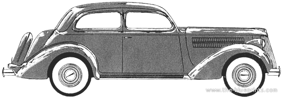 Ford V8 2-Door Sedan (1936) - Форд - чертежи, габариты, рисунки автомобиля