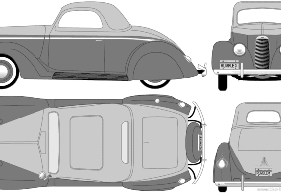 Ford V8 Convertible Coupe (1936) - Форд - чертежи, габариты, рисунки автомобиля