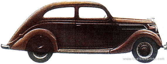 Ford V8 Model 48 Tudor Sedan (1938) - Форд - чертежи, габариты, рисунки автомобиля