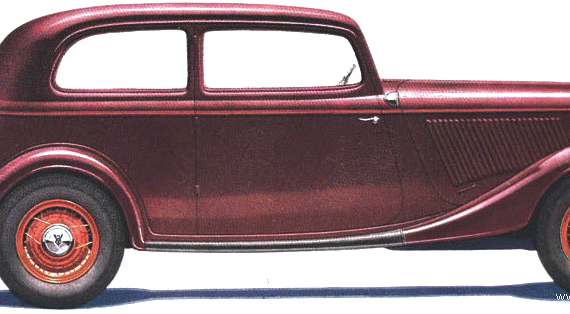 Ford V8 Tudor Victoria (1934) - Форд - чертежи, габариты, рисунки автомобиля