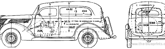 Ford Wagon (1937) - Форд - чертежи, габариты, рисунки автомобиля
