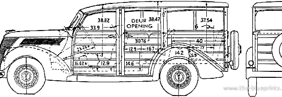 Ford Wagon Woodie (1937) - Форд - чертежи, габариты, рисунки автомобиля
