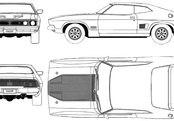 Ford XB Falcon (1973) - Форд - чертежи, габариты, рисунки автомобиля