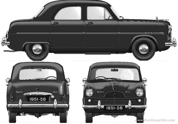 Ford Zephyr-6 Saloon (1951) - Форд - чертежи, габариты, рисунки автомобиля