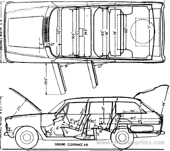 Ford Zephyr 6 Estate (1963) - Форд - чертежи, габариты, рисунки автомобиля