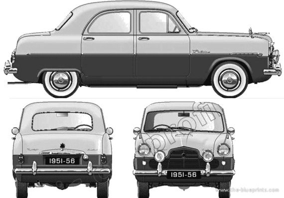 Ford Zodiac (1951) - Форд - чертежи, габариты, рисунки автомобиля