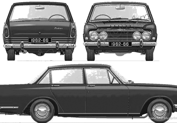 Ford Zodiac Mk.III (1962) - Форд - чертежи, габариты, рисунки автомобиля