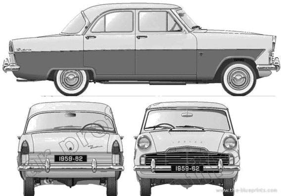 Ford Zodiac Mk.II 206E (1959) - Форд - чертежи, габариты, рисунки автомобиля