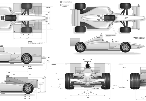 Formula 1 Regulation Drawings (2009) - Разные автомобили - чертежи, габариты, рисунки автомобиля